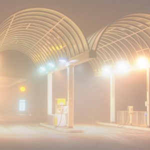 petroleum gas station at night